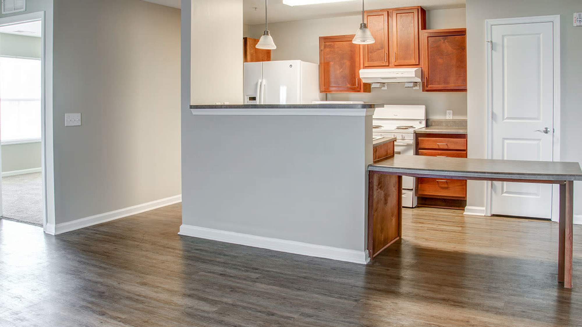 Kitchen with granite countertops at Brennan Pointe I in Newport News, Virginia