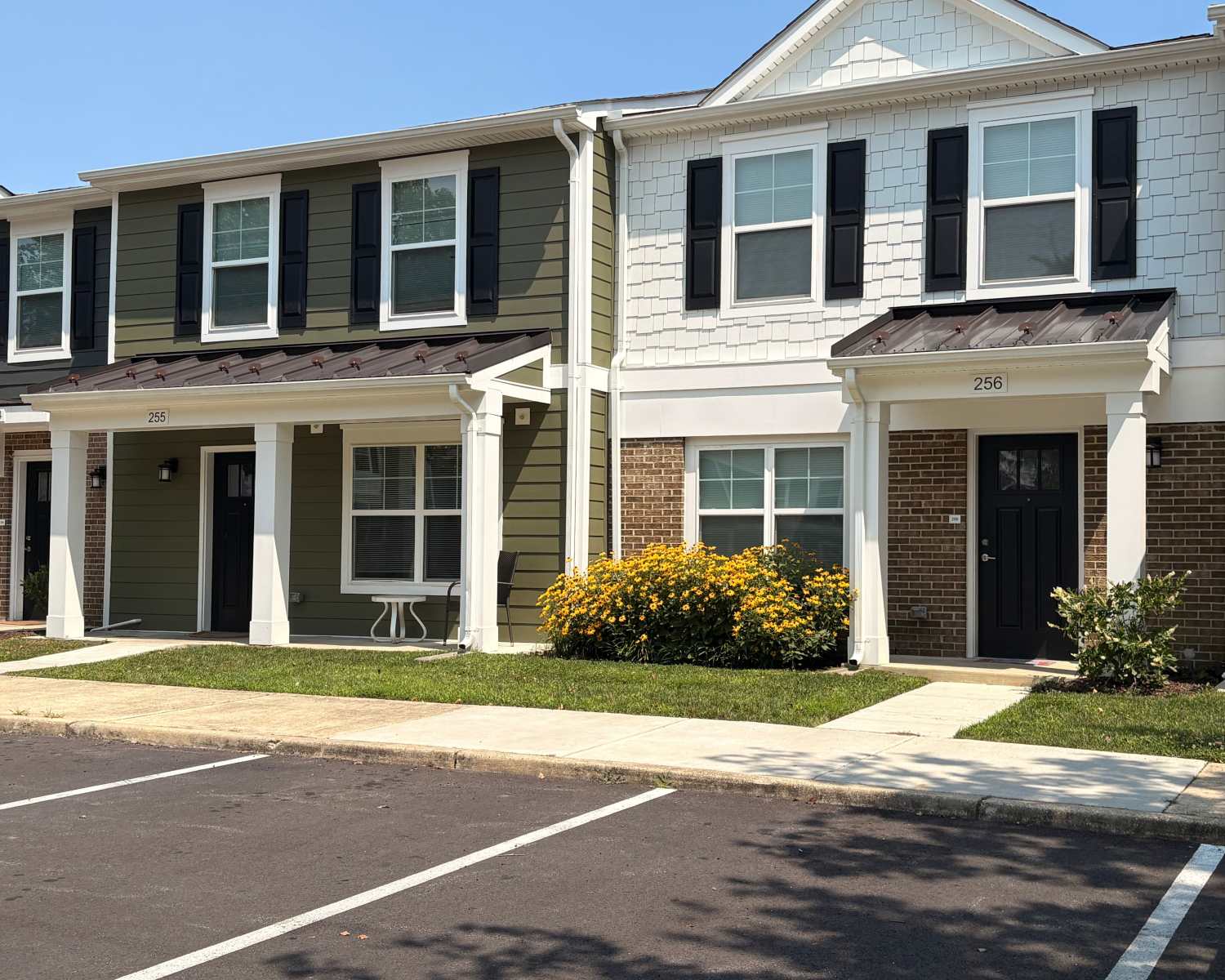 Building exteriors with upgraded siding at The Towns at Patuxent Overlook in Lexington Park, Maryland