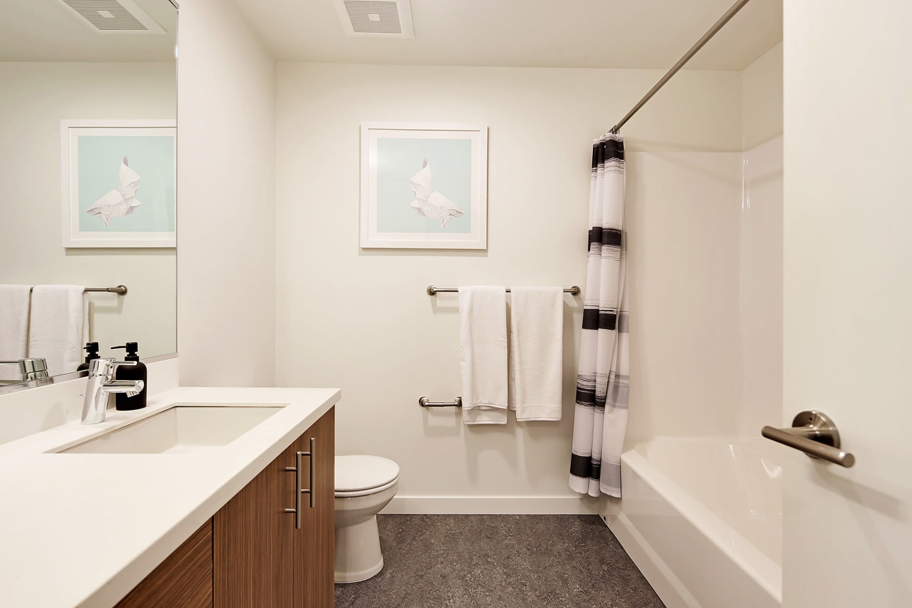Bathroom at Rooster Apartments in Seattle, Washington