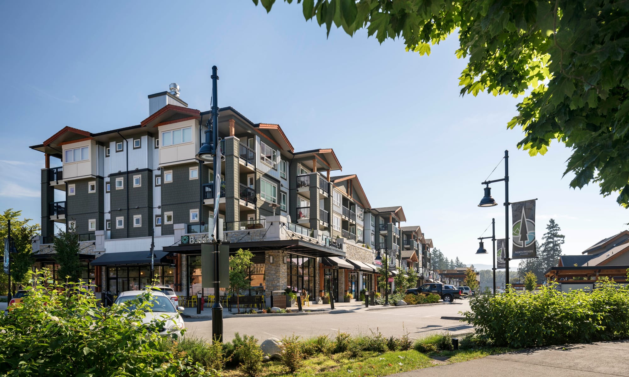 Exterior shot of Northwoods Village in North Vancouver