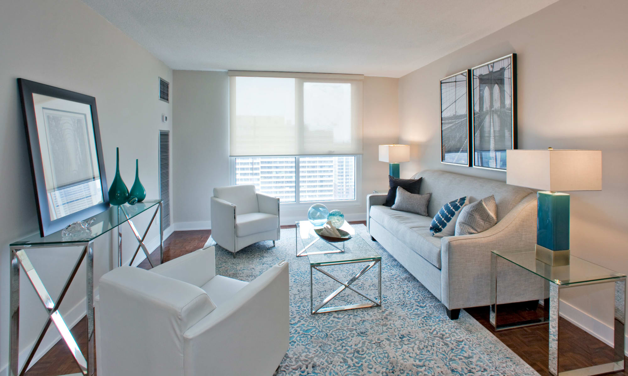 Luxury living room at Residences on Bloor in Toronto, Ontario