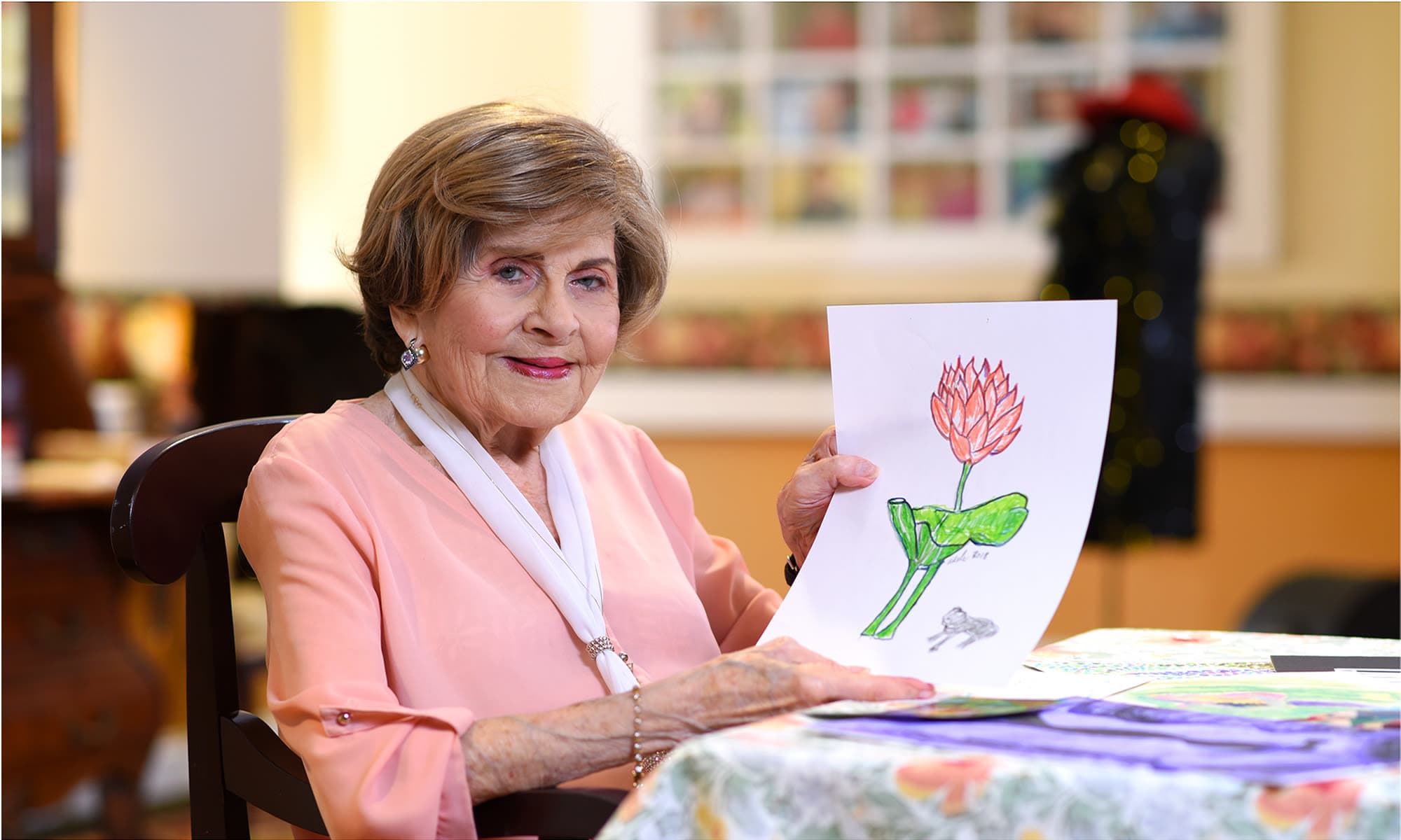 Senior living resident drawing at Mattison Crossing at Manalapan Avenue in Freehold, New Jersey.