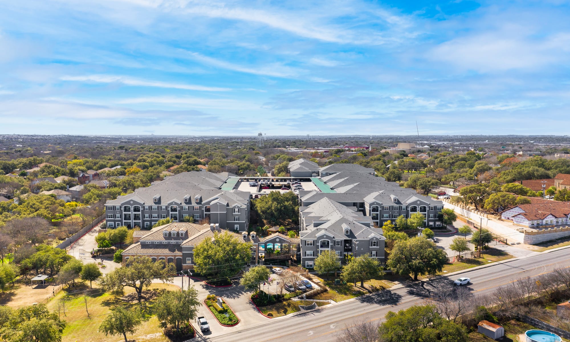 Aerial photo of The Abbey at Grande Oaks in San Antonio, Texas