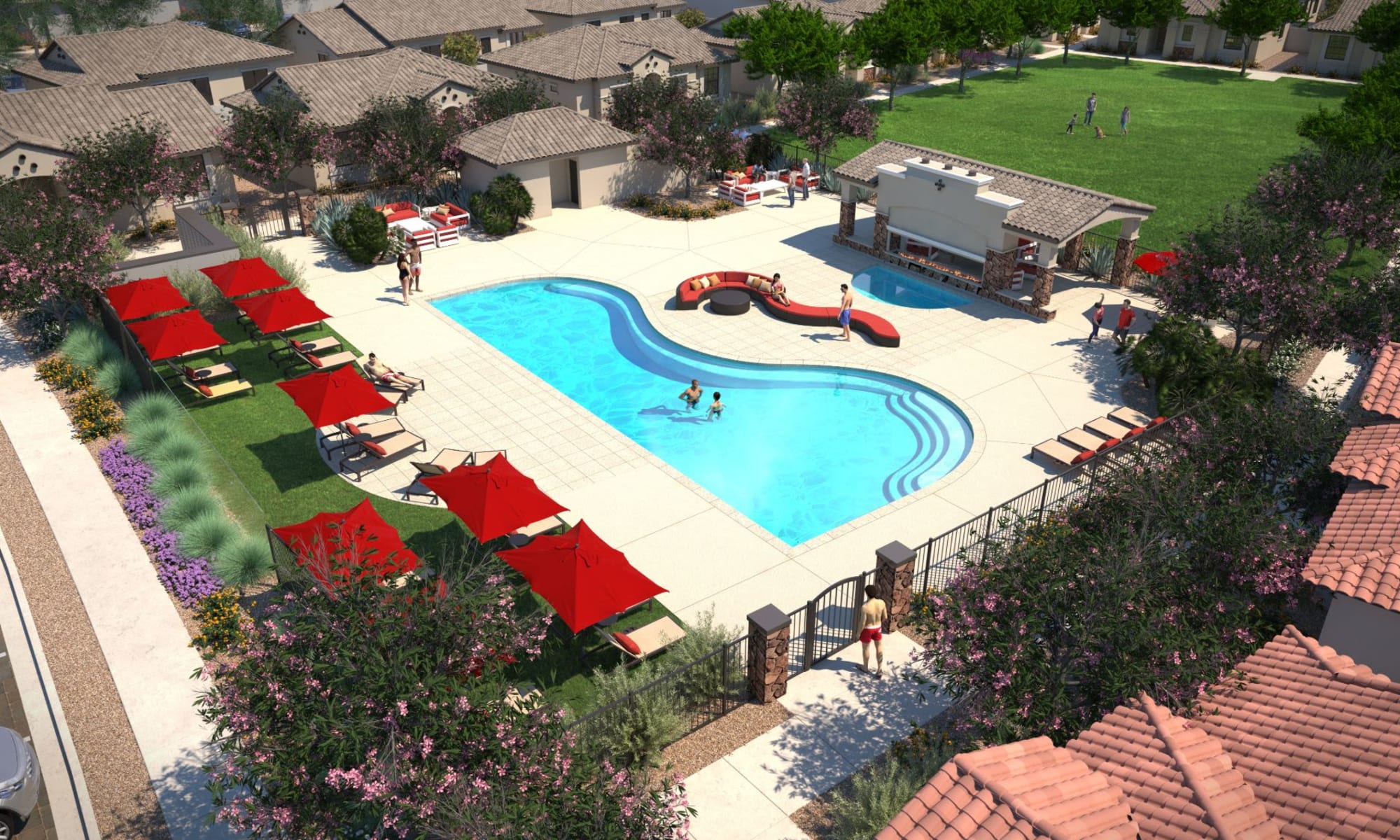 Rending of resort style swimming pool at TerraLane at Canyon Trails in Goodyear, Arizona