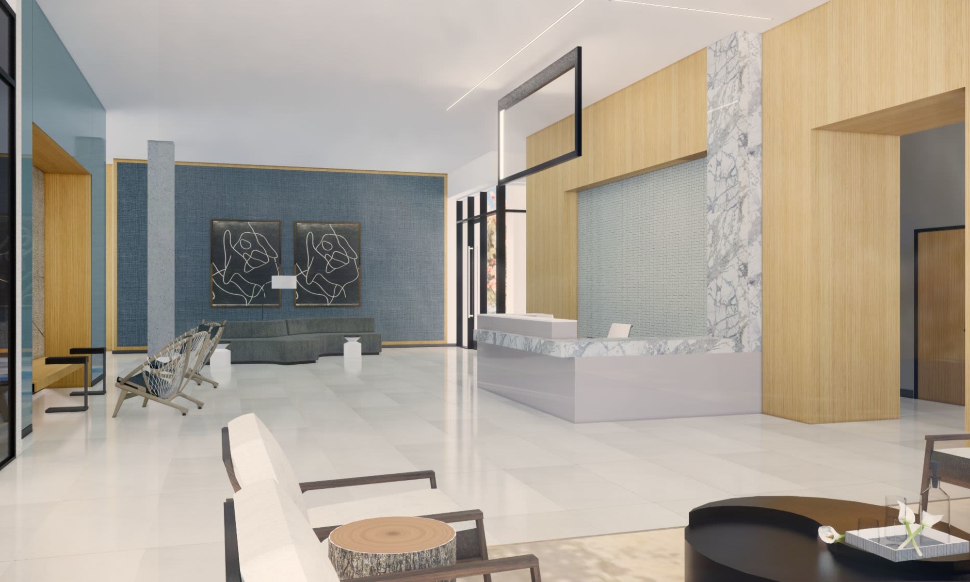 Rendering of the common area inside The Piedmont in Tempe, Arizona