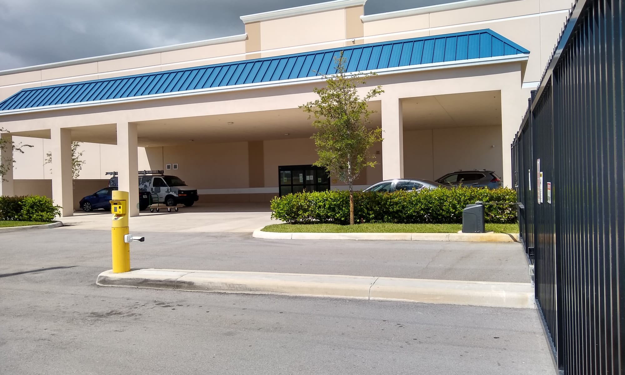 Security entrance and loading dock at Pompano Beach, Florida near Top Self Storage