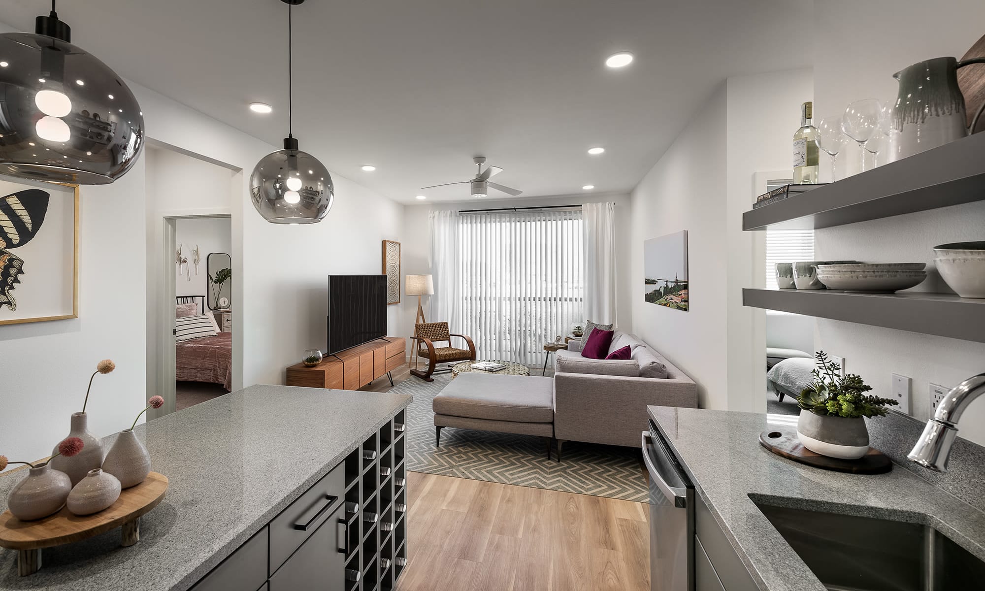 Luxurious kitchen and living space at The Piedmont in Tempe, Arizona