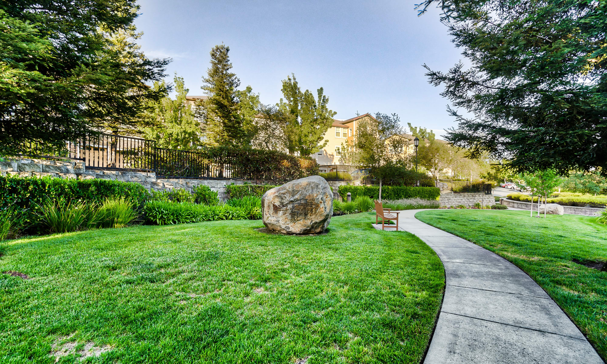 green spaces along the walking path at The Boulders at Fountaingrove in Santa Rosa, California