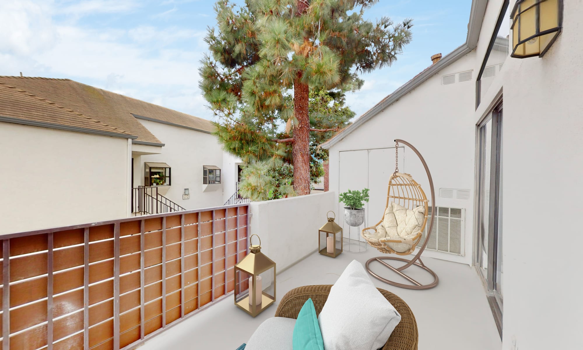 Outdoor balcony in Sendero's one-bedroom unit with lots of room for patio furniture 