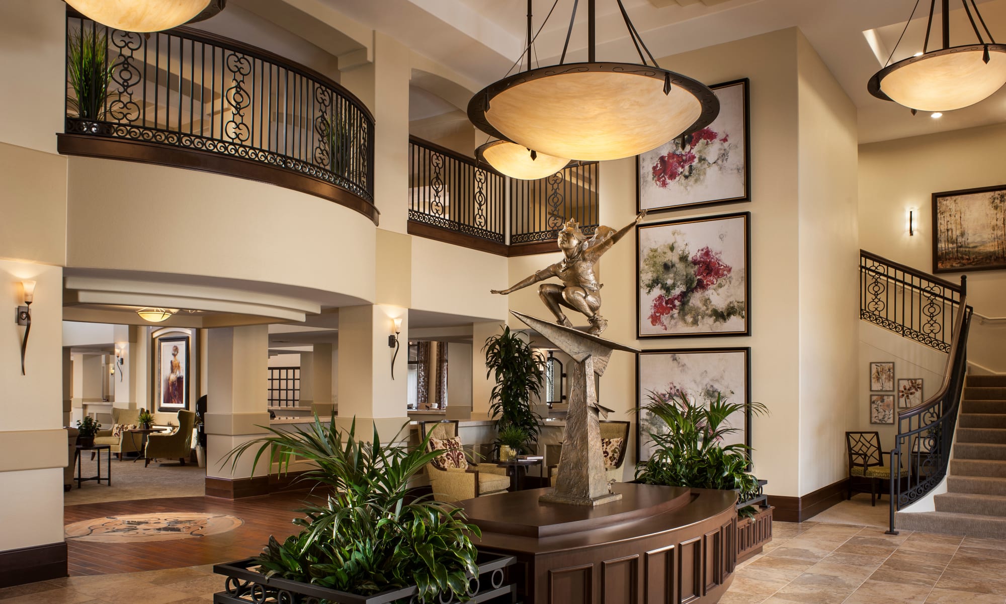 Lobby at Clearwater Agritopia offers senior living in Gilbert, Arizona. 