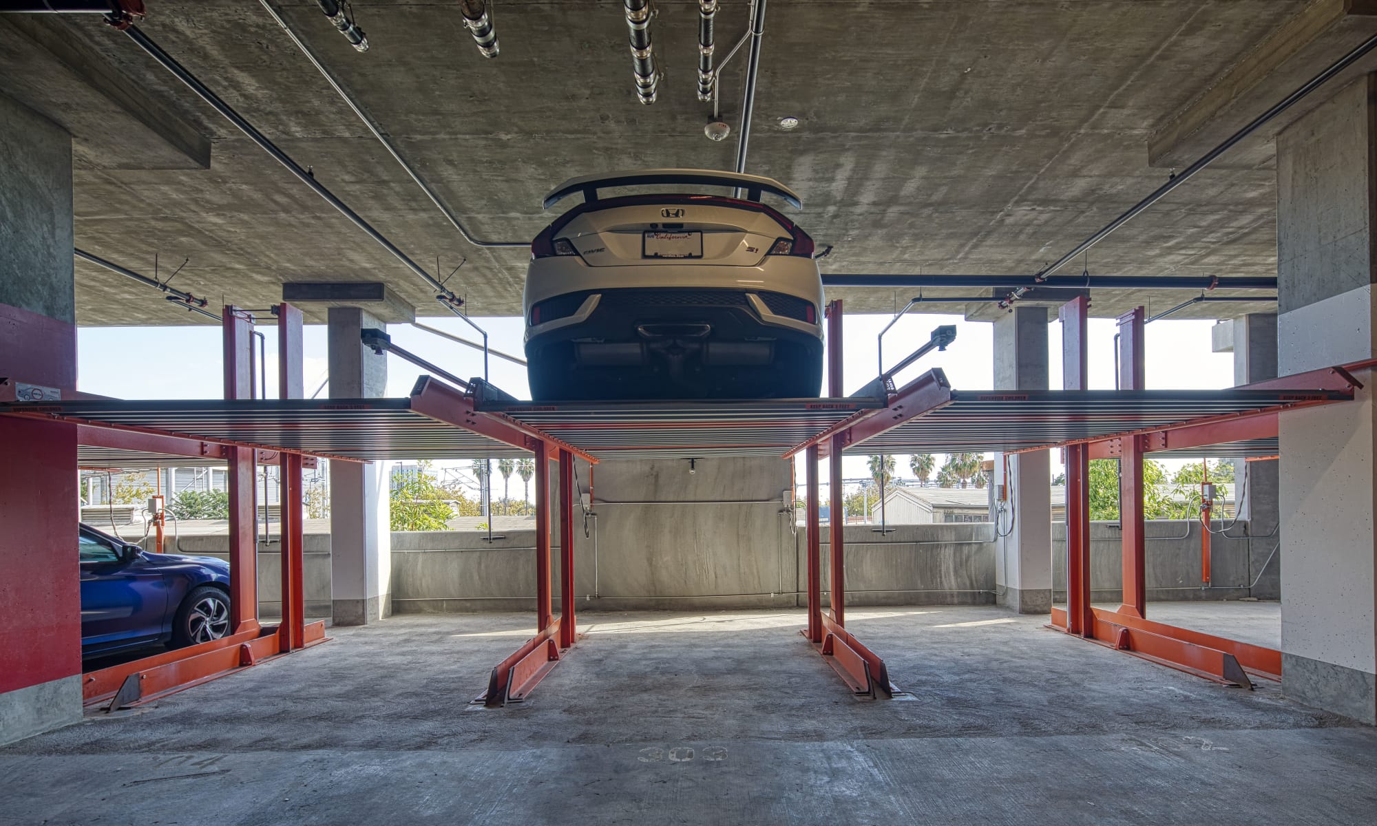 Elevated parking station at Vespaio in San Jose, California