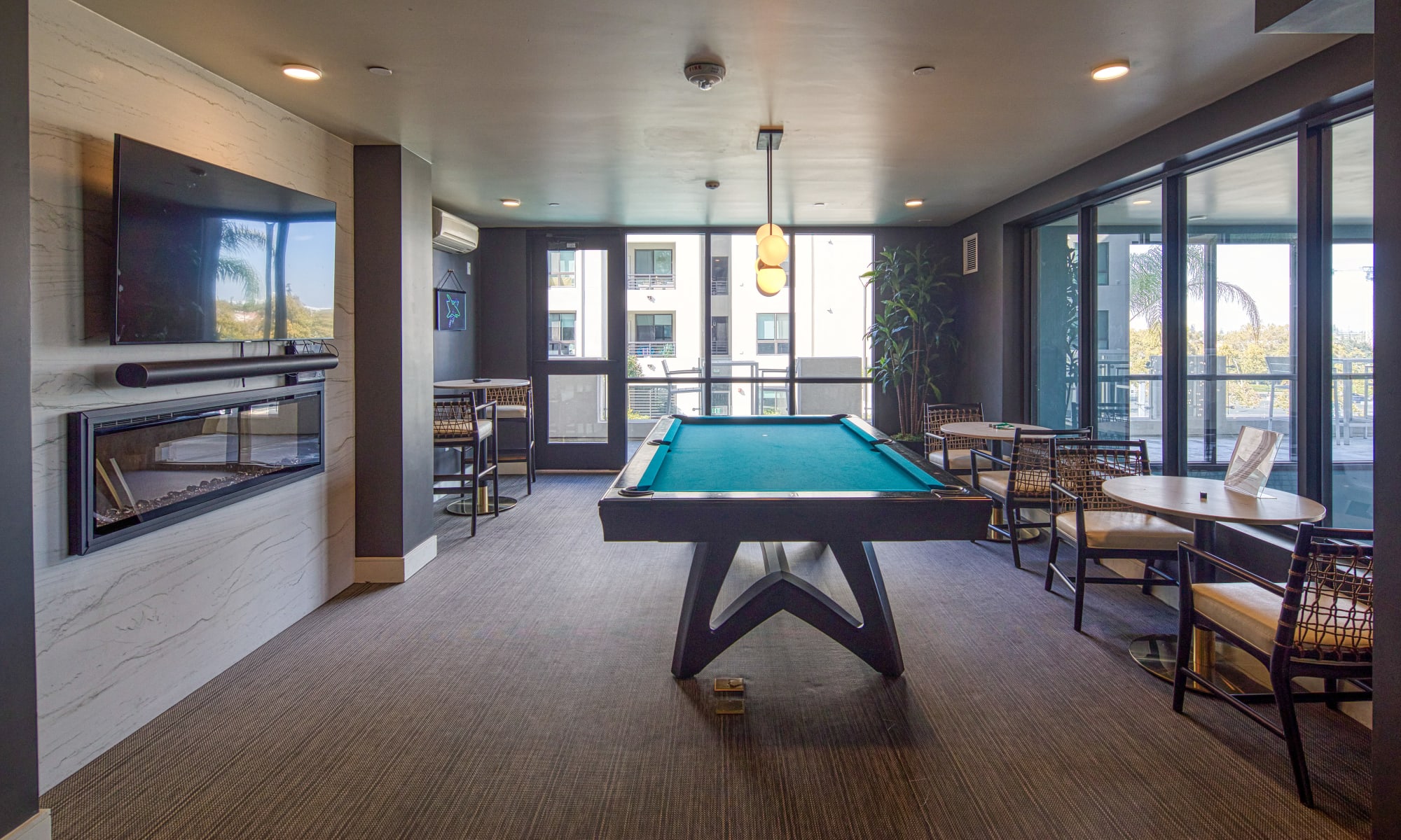 Billiards table in game room at Vespaio in San Jose, California