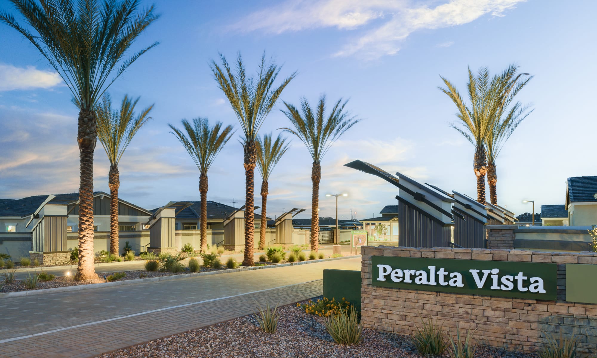 Community entrance at Peralta Vista in Mesa, Arizona
