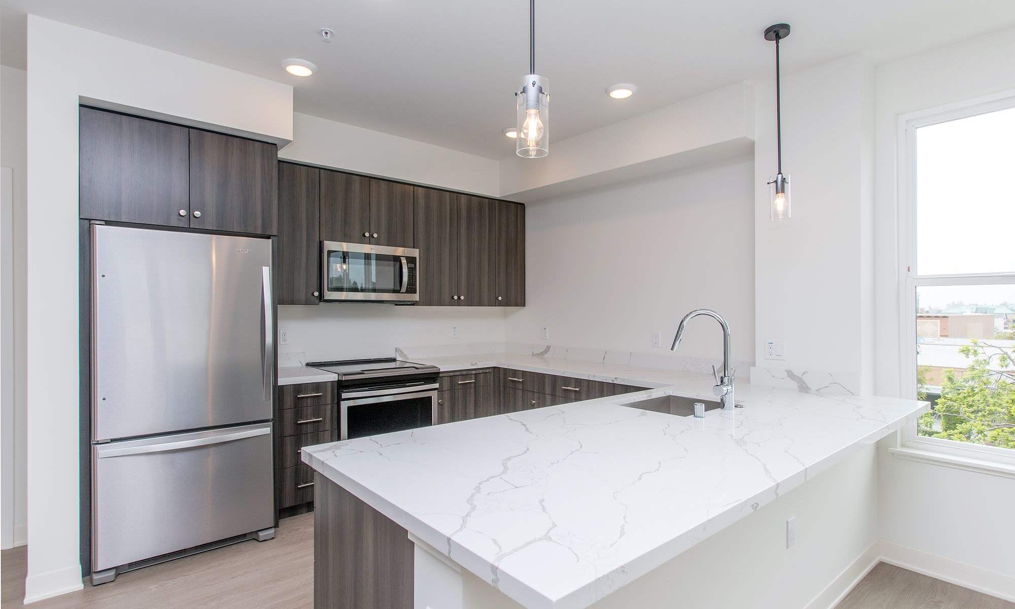 Modern kitchen at Nanda on Pacific in Santa Cruz, California