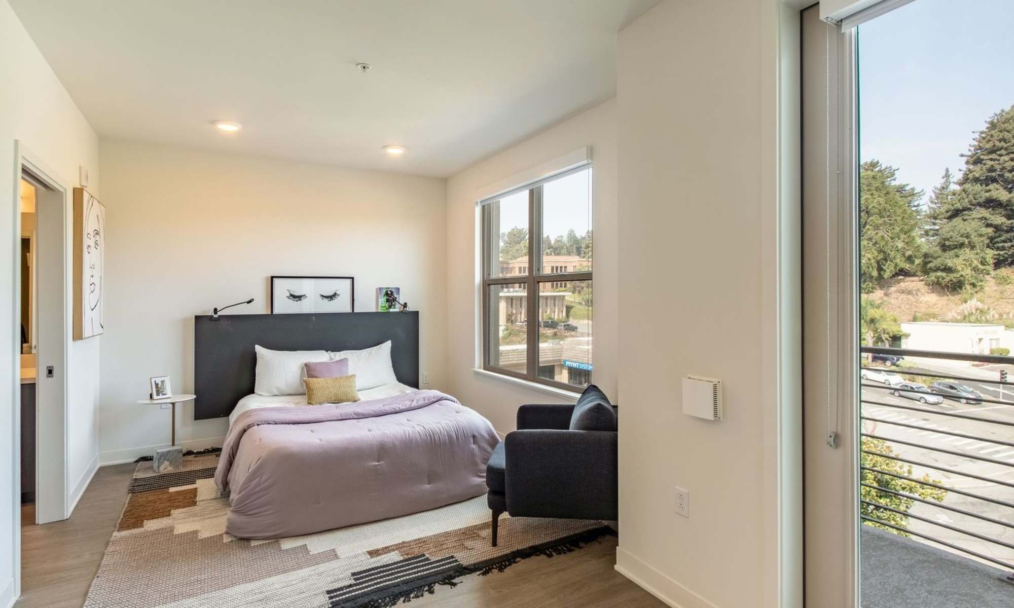 Cozy bedrooms at Nanda on Pacific in Santa Cruz, California