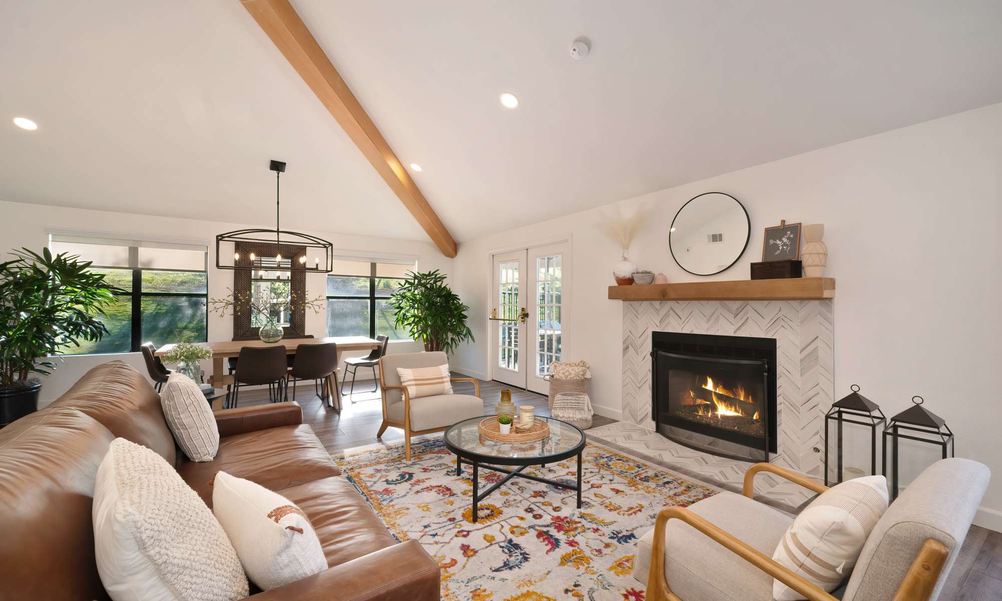 Clubhouse with fireplace at The Pointe in Fairfield, California