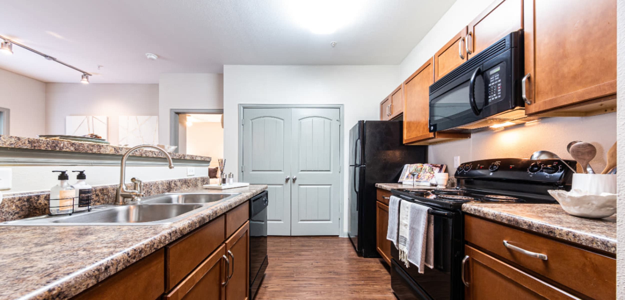 Modern, sleek kitchen at Marquis at Katy in Katy, Texas