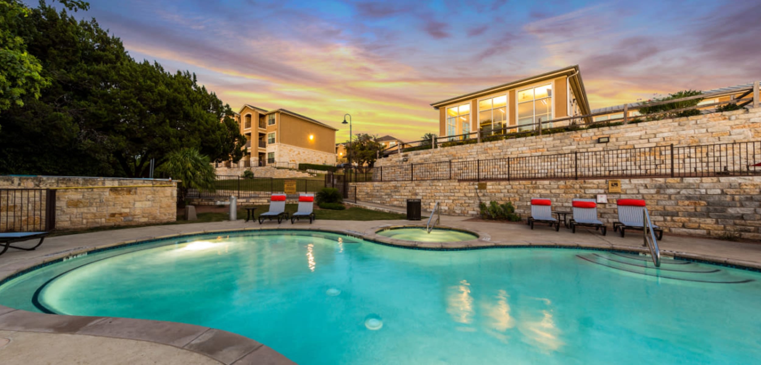 Sparkling pool at Marquis at Canyon Ridge in Austin, Texas