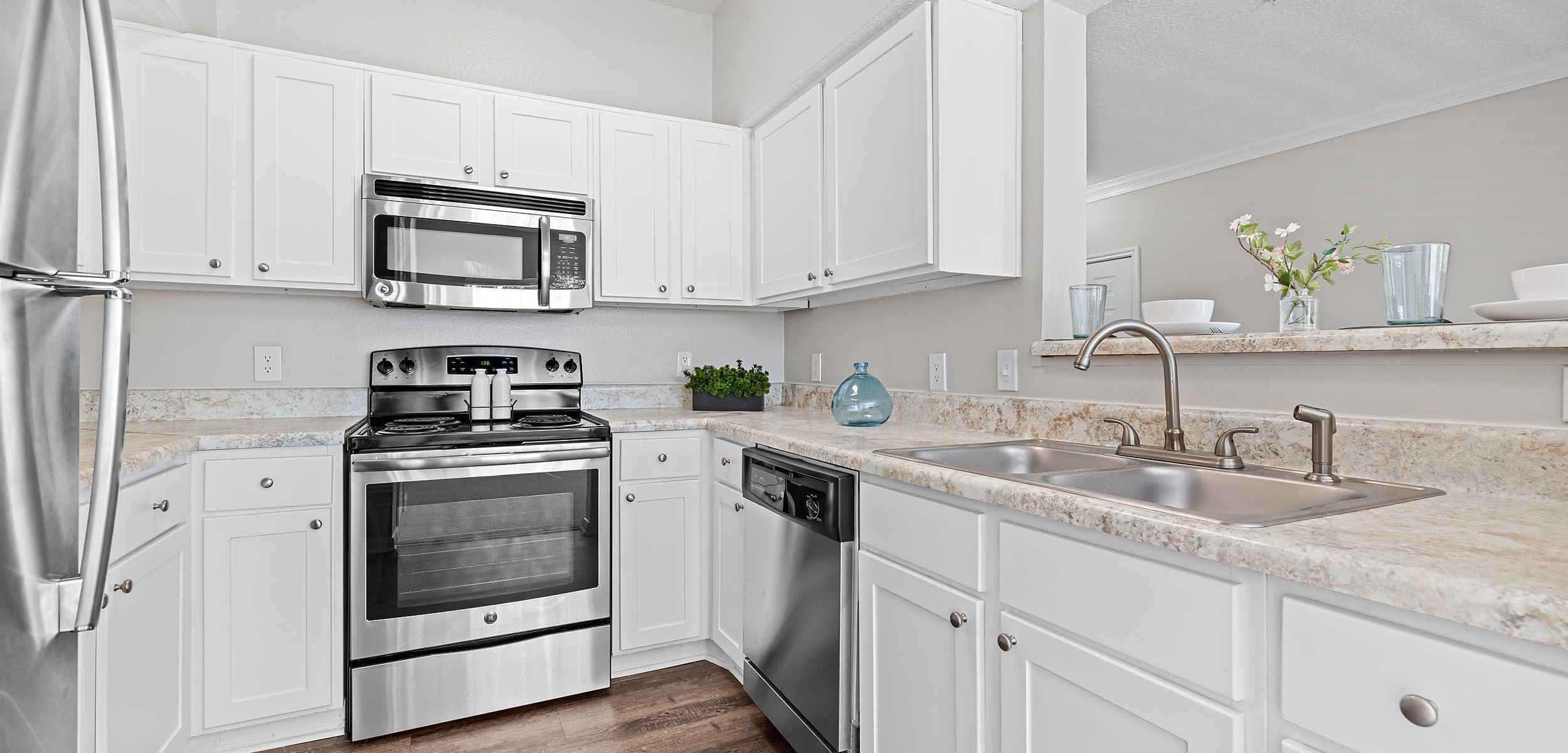 Kitchen with modern appliances at Marquis at Silverton in Cary, North Carolina