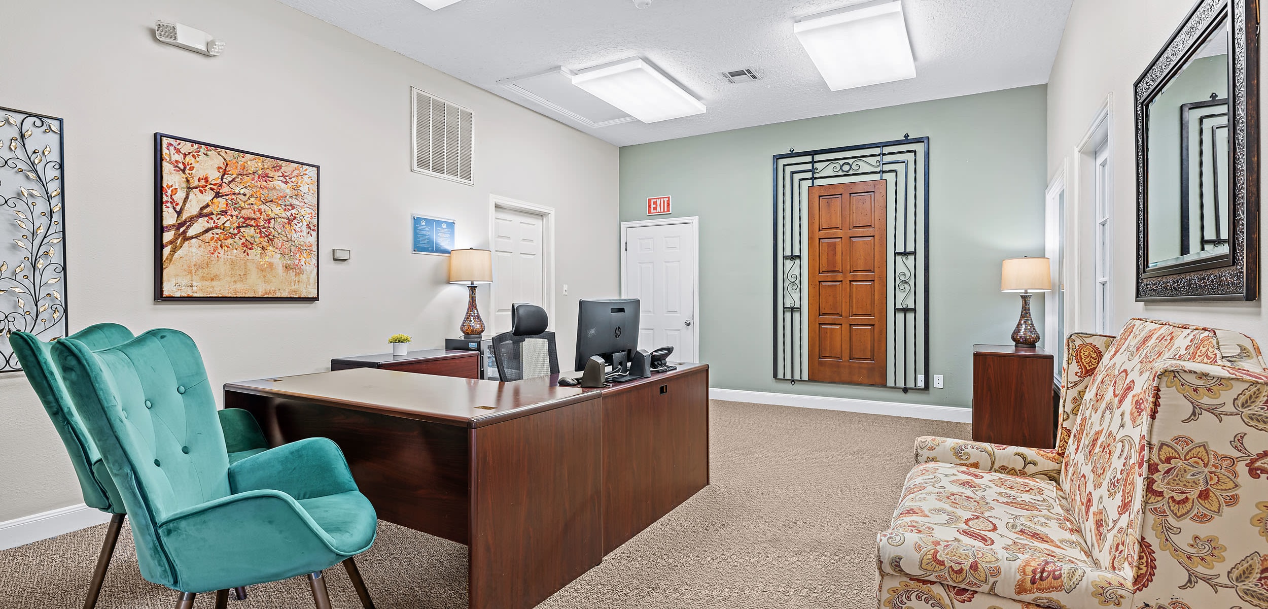 Inviting leasing office at Marquis at Silverton in Cary, North Carolina