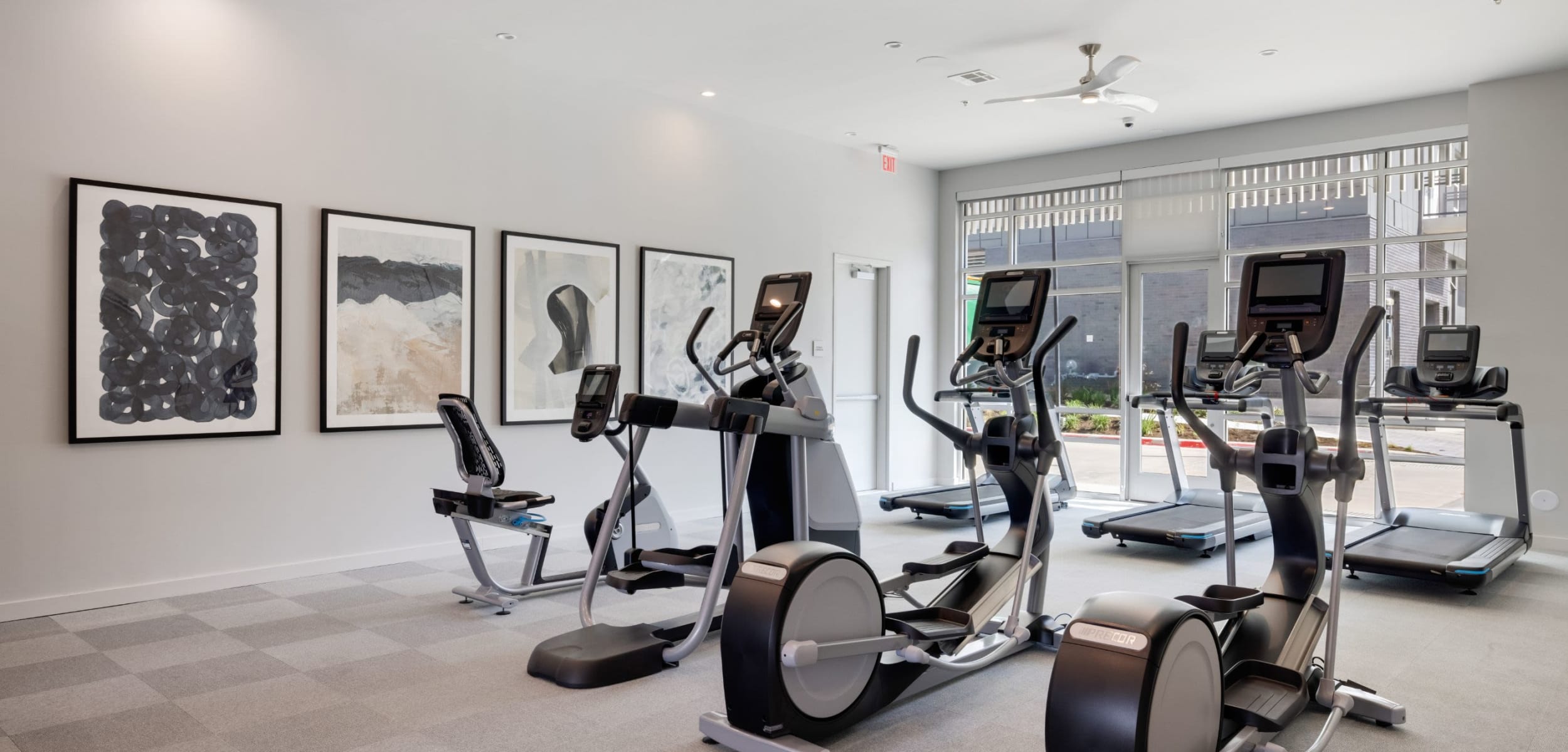 Fitness area with stationary bikes at 44 South in Austin, Texas
