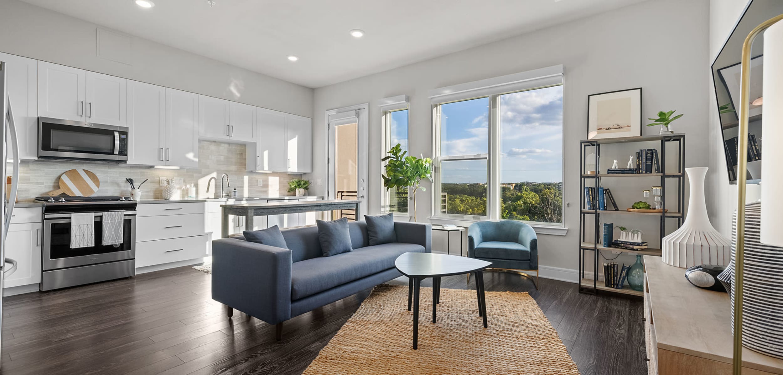 Living room at The Clark in Austin, Texas