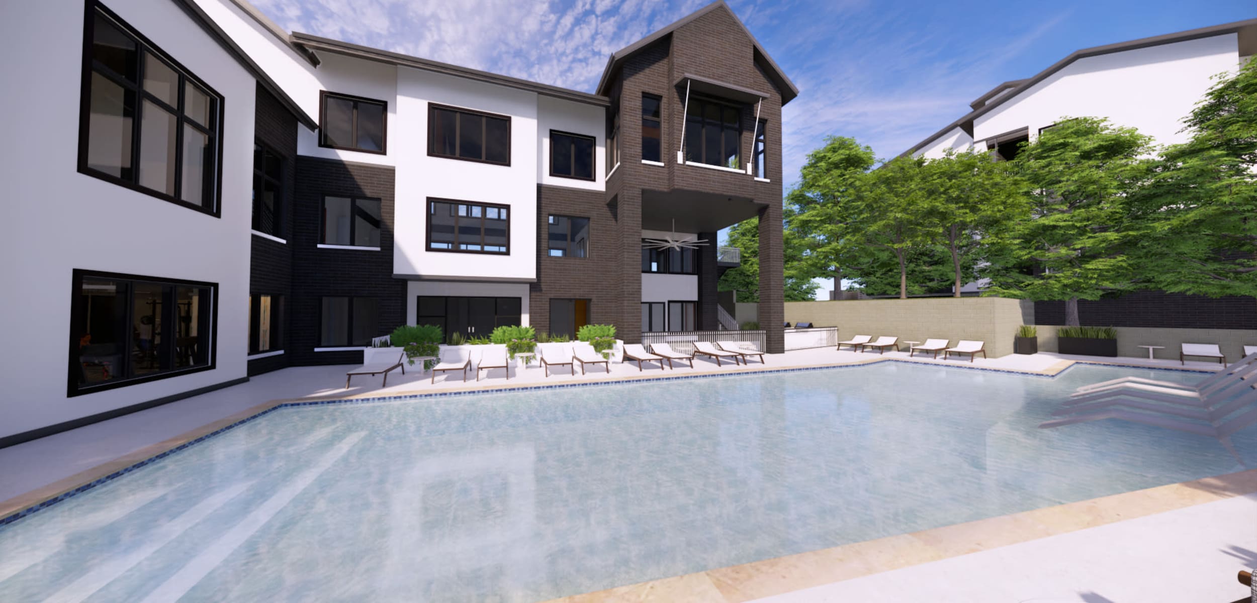 Rendering of the pool at The Bennett in Austin, Texas