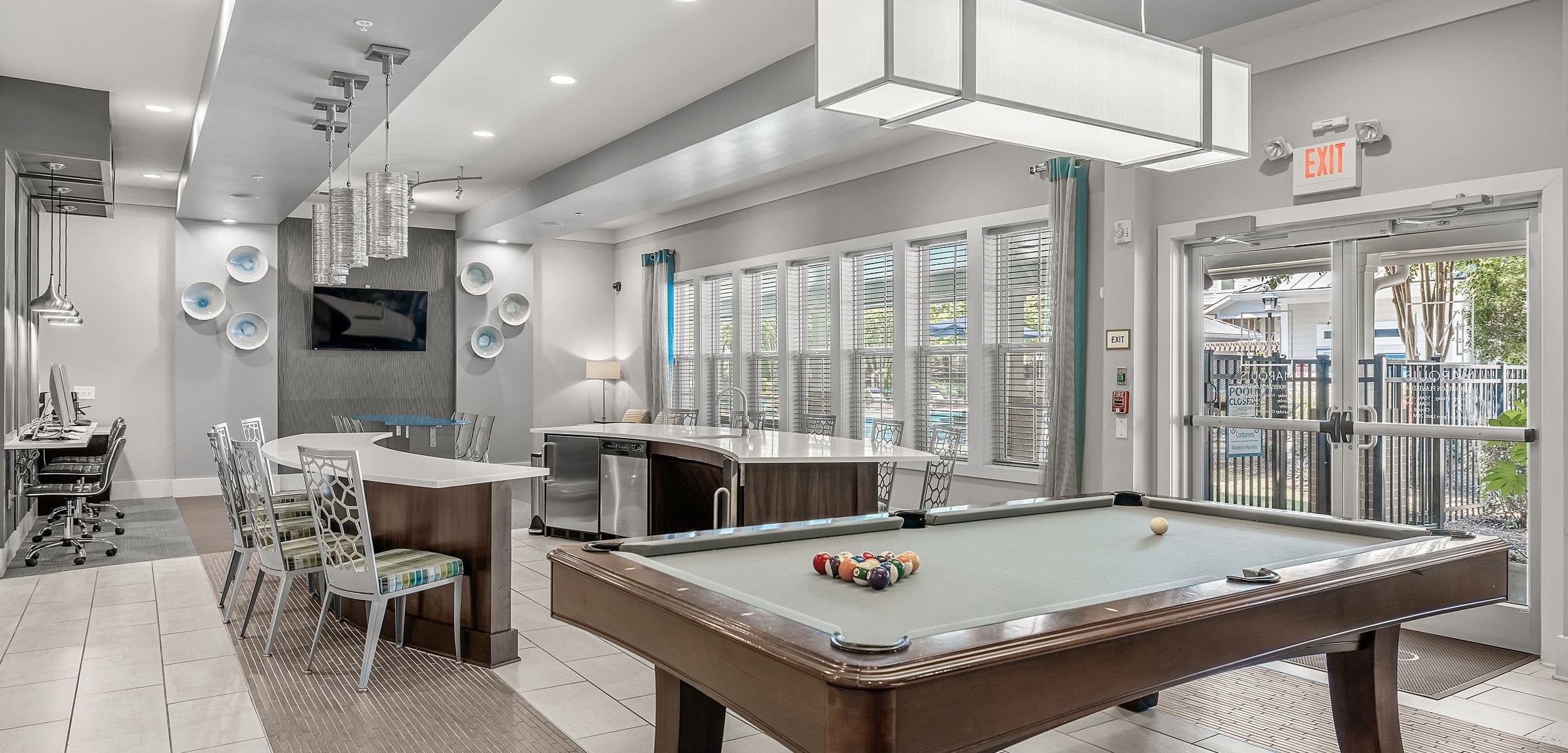 Game room at Marquis at Morrison Plantation in Mooresville, North Carolina