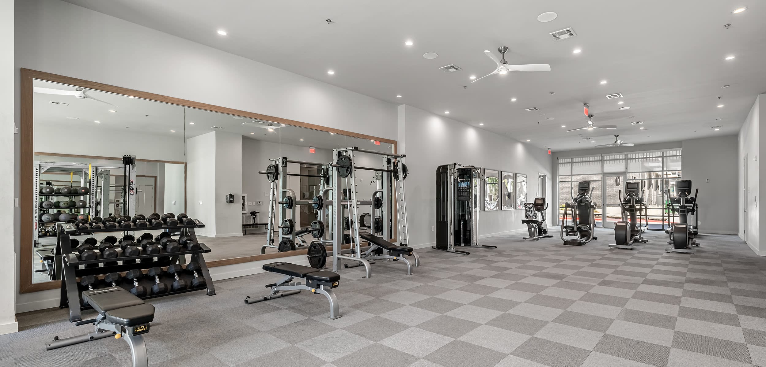 Fitness area with punching bag at 44 South in Austin, Texas