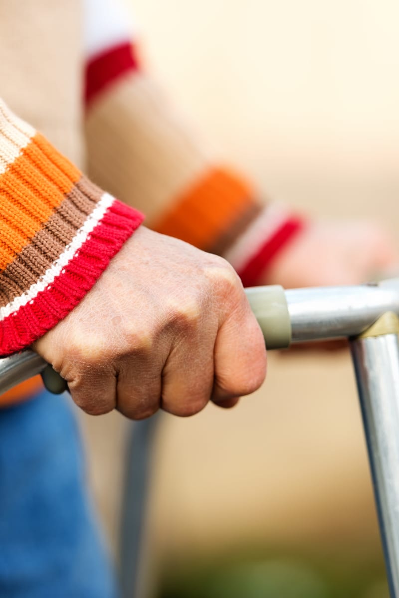 Resident with a walker at Maple Ridge Care Center in Spooner, Wisconsin