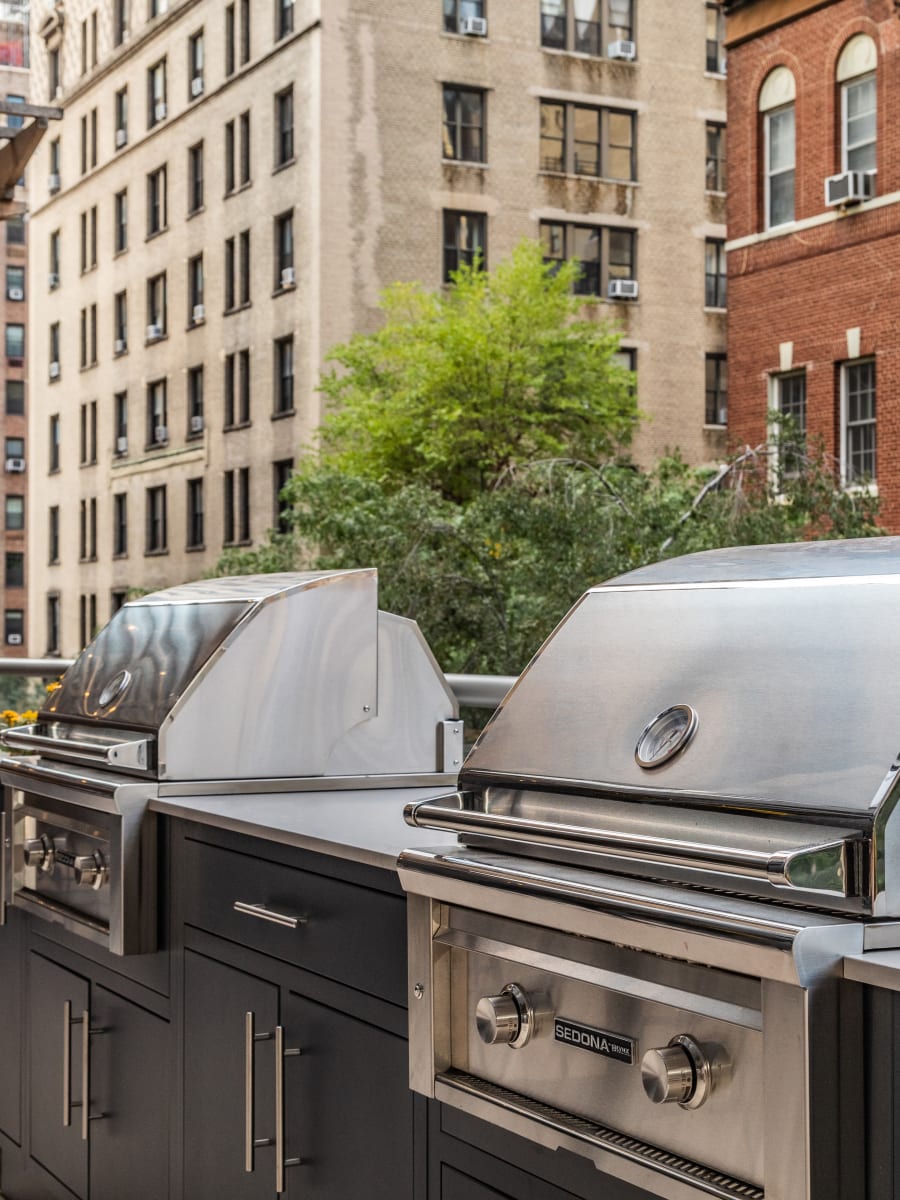 State of the art grills on the outdoor terrace at The Melar in New York, New York