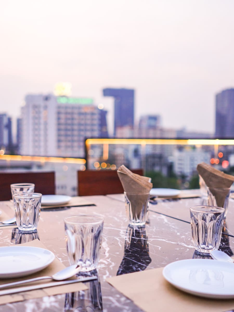 Rooftop dining near Crystal Springs in Fort Worth, Texas