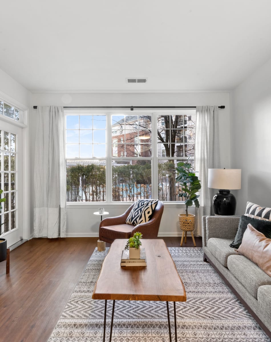 Spacious and well lit living room at Sofi Lyndhurst in Lyndhurst, New Jersey