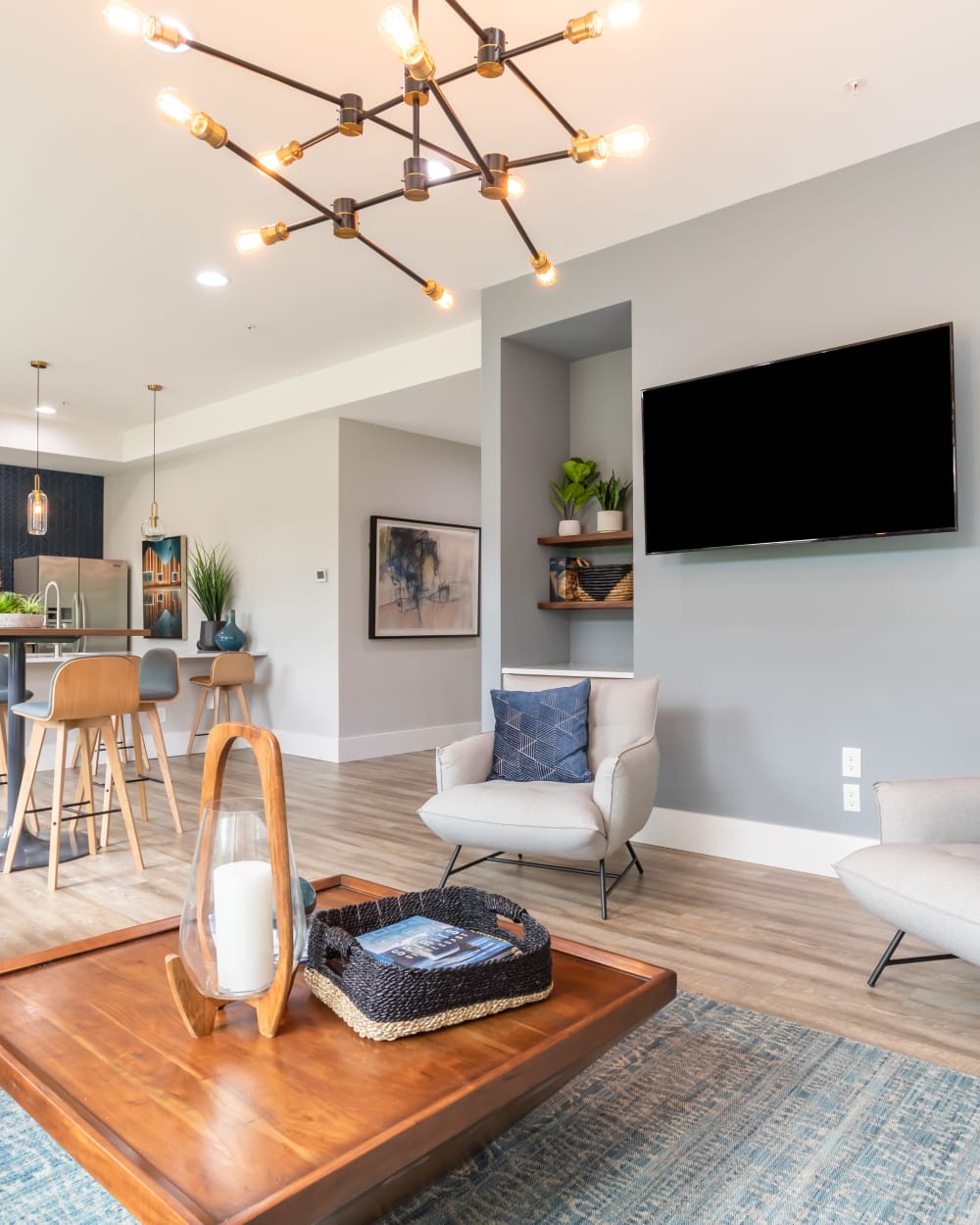 Spacious and modern open-concept floor plan in a model home at Vue Issaquah in Issaquah, Washington