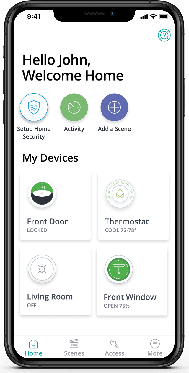 SMART app home dashboard on a resident's phone 