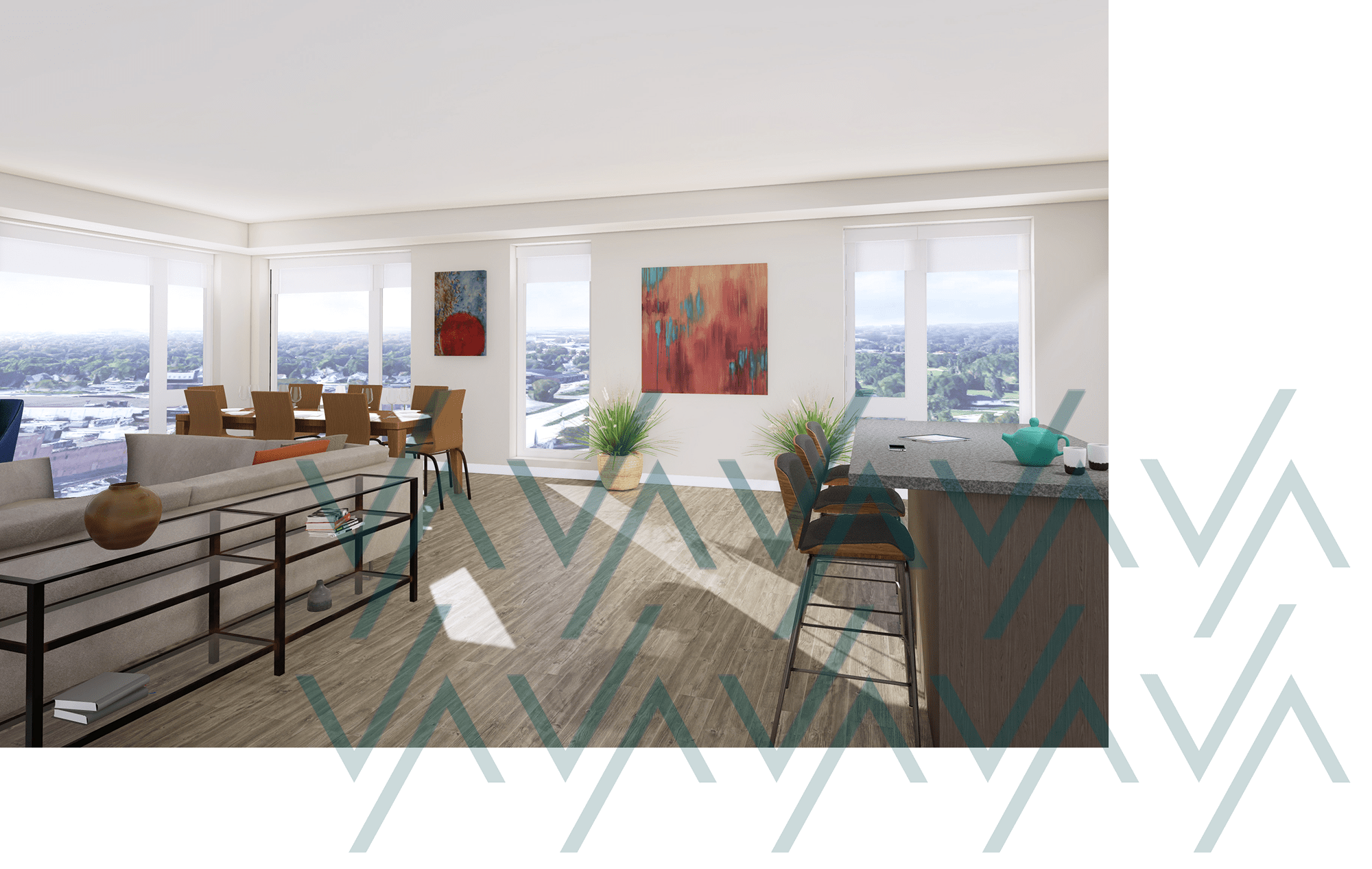 Couple smiling in their home at The Maven on Broadway in Rochester, Minnesota