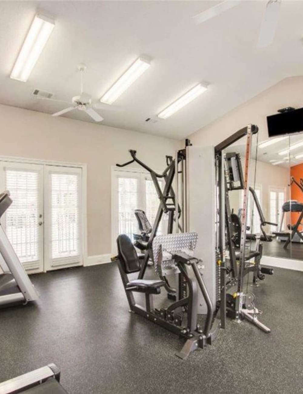 Exercise equipment in the fitness center at The Gables in Ridgeland, Mississippi