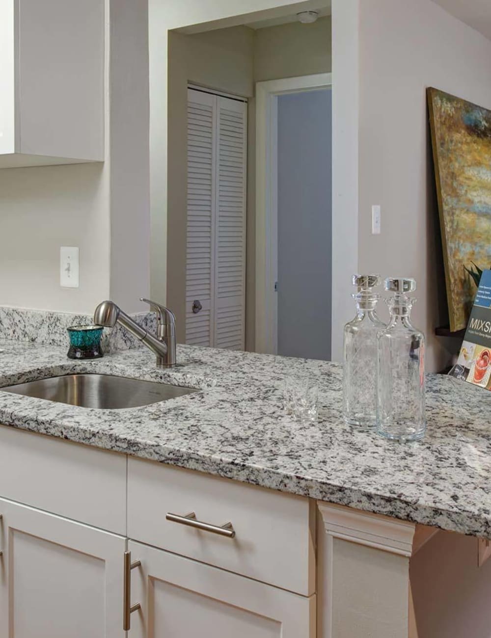 Granite countertops in an apartment kitchen at Hunt Club in Gaithersburg, Maryland