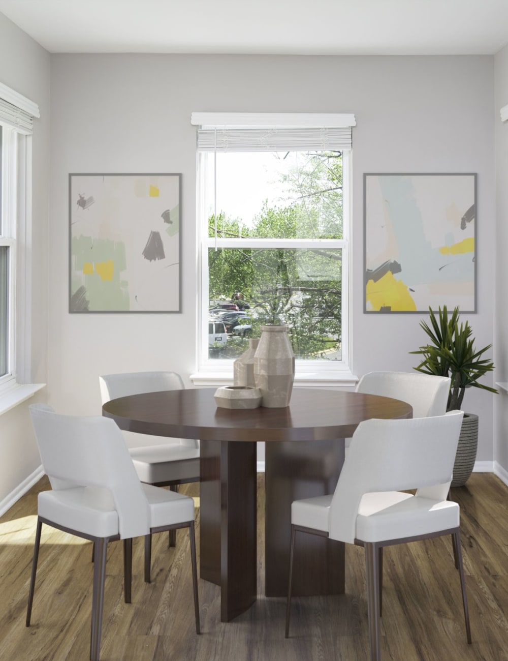 A furnished apartment dining room at Springwoods at Lake Ridge in Woodbridge, Virginia