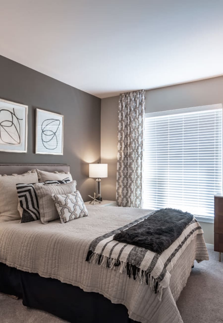 Comfortable bedroom at Everton Flats in Warrenville, Illinois