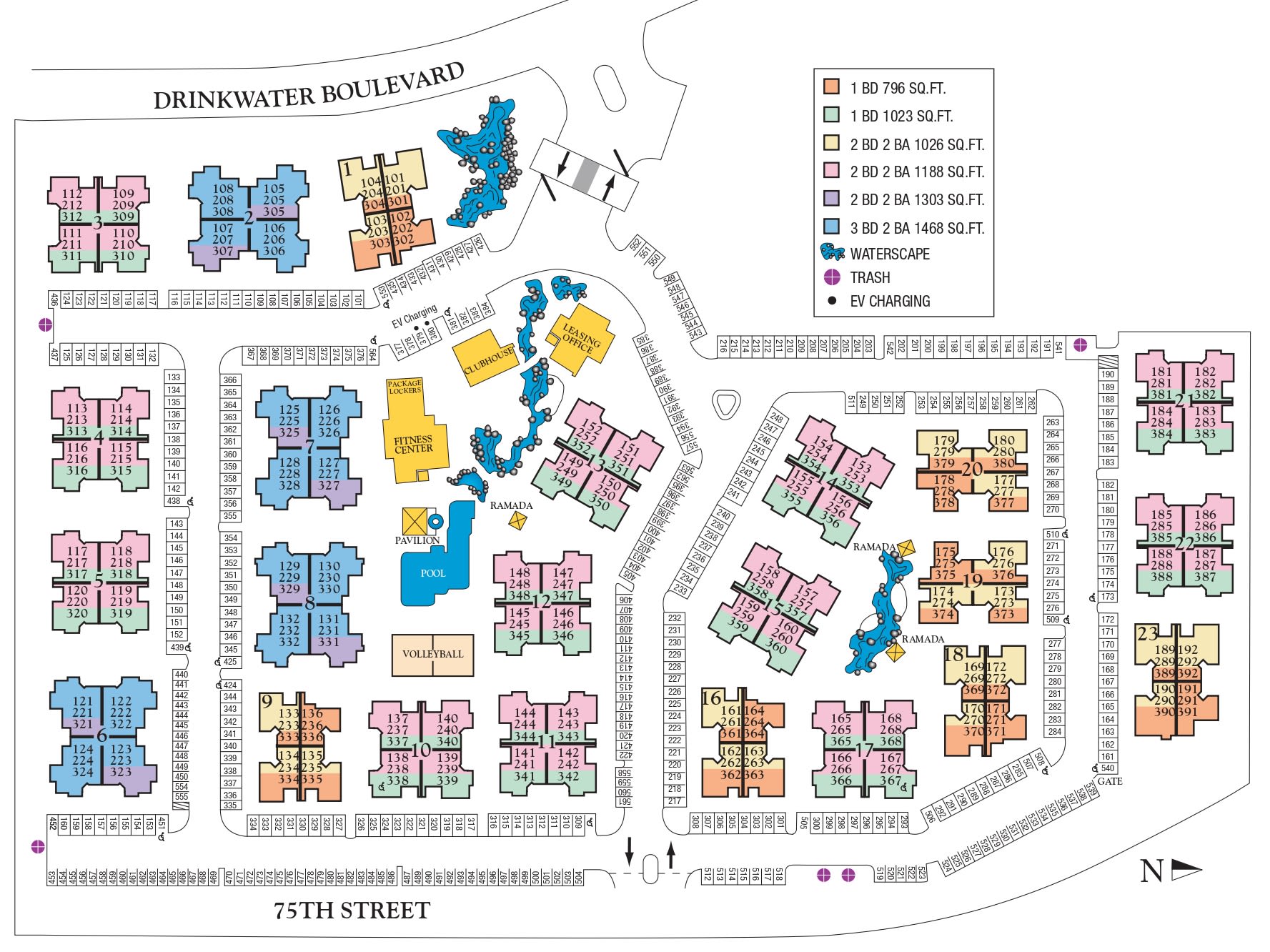 Site map of San Marin at the Civic Center in Scottsdale, AZ