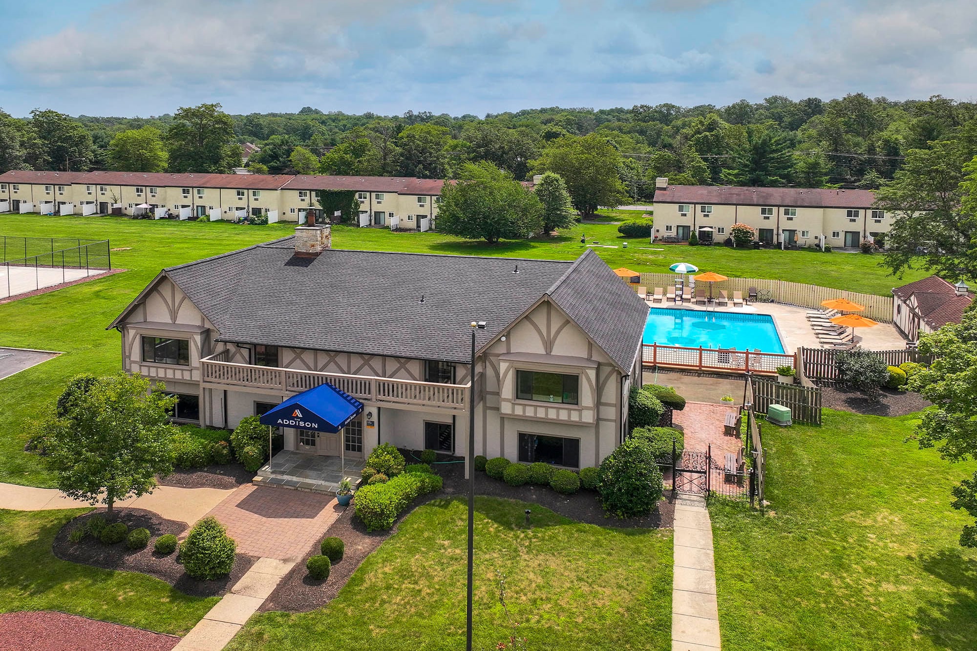 aerial view of the clubhouse at The Addison, North Wales, Pennsylvania