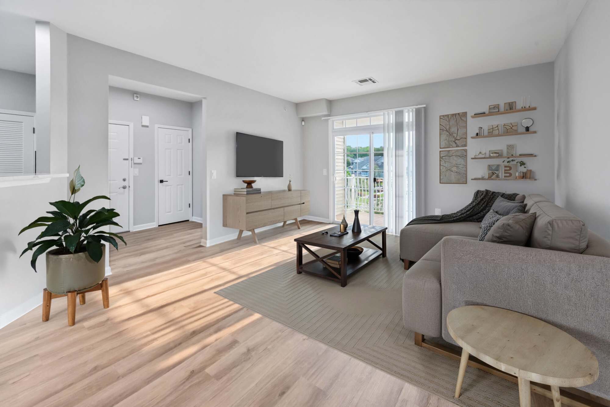 Modern Model living room at Aspen Court in Piscataway, New Jersey