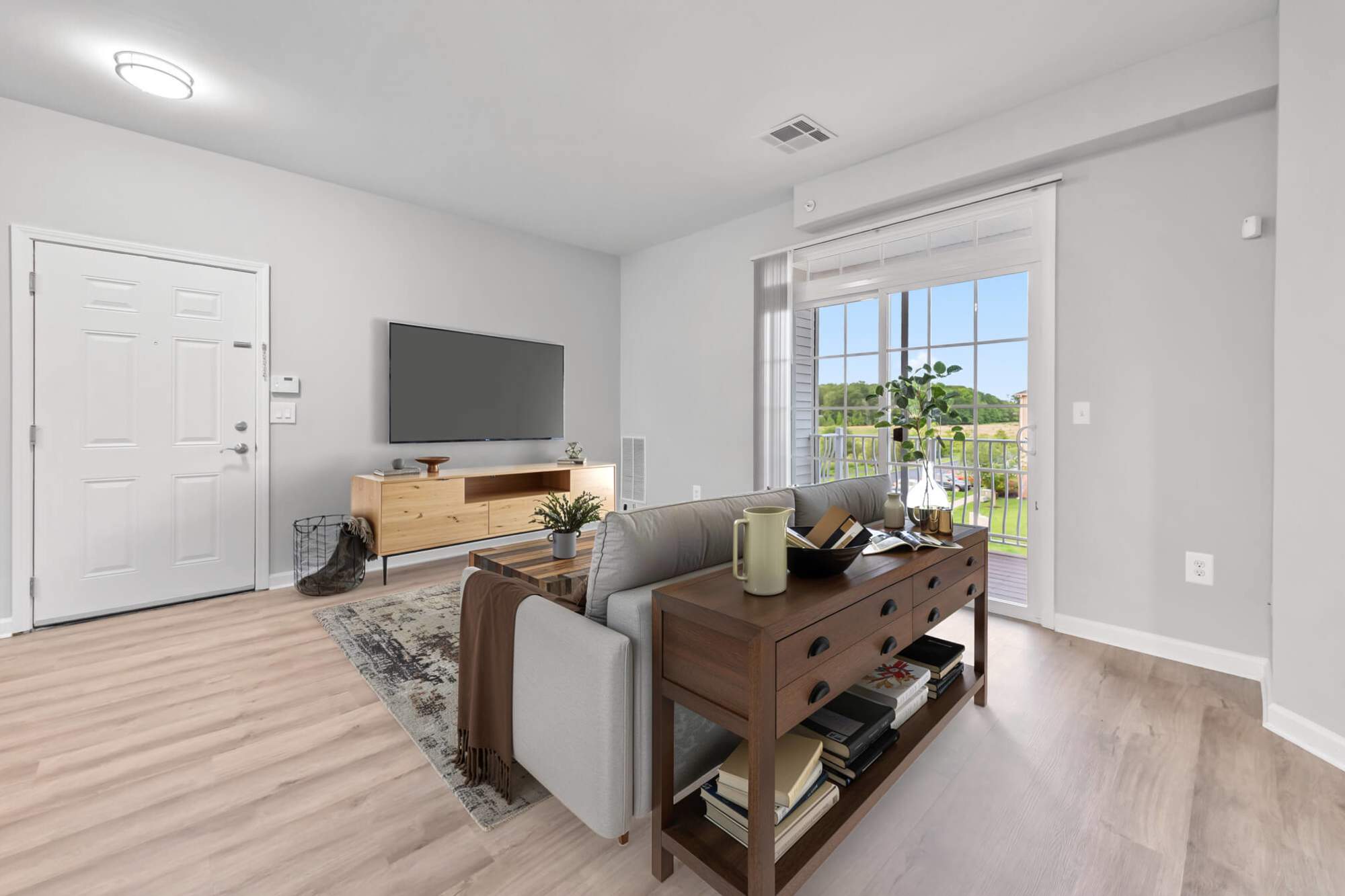 Modern Model living room at Aspen Court in Piscataway, New Jersey