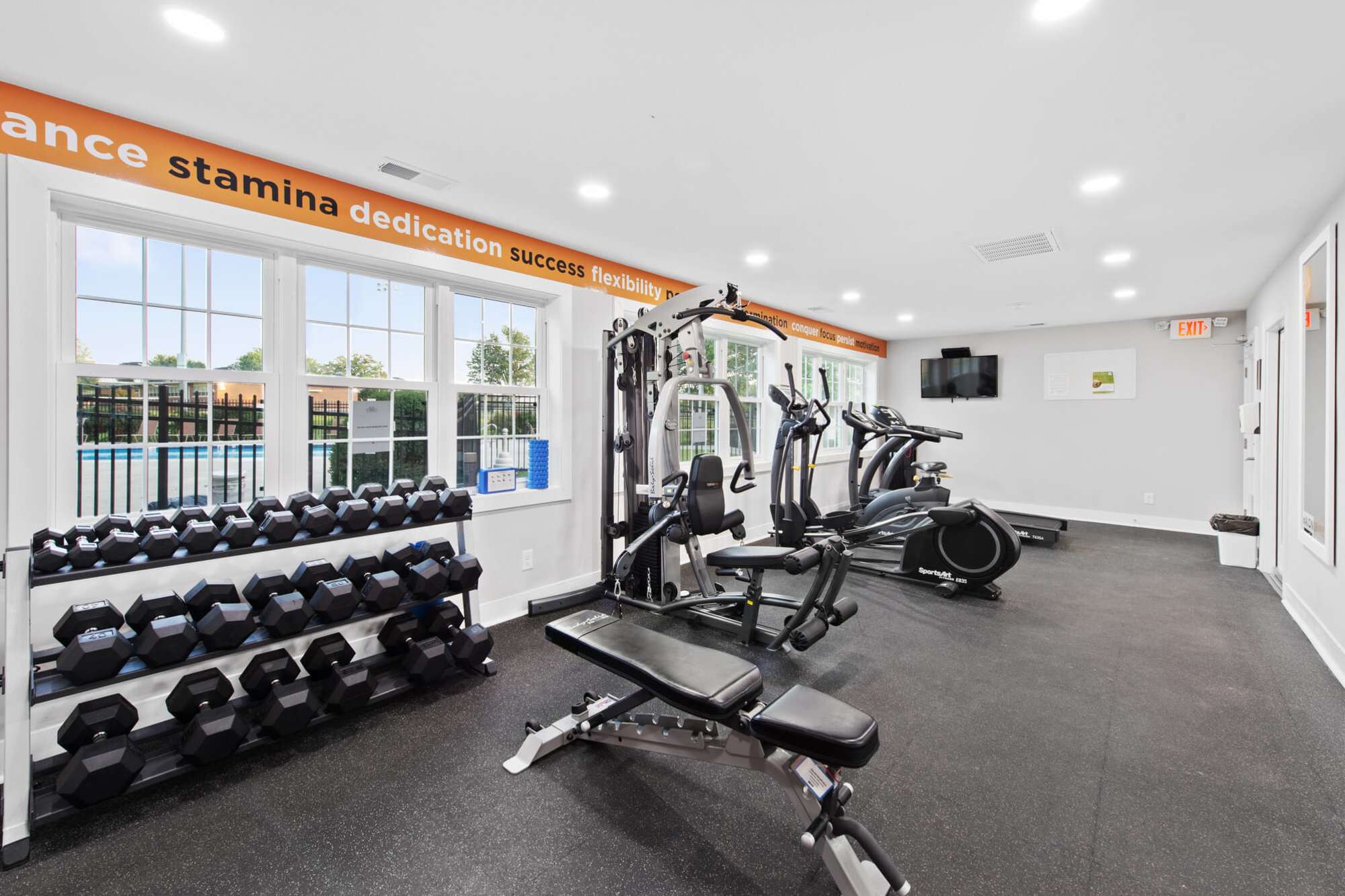 Fitness room at Fox Pointe in Hi-Nella, New Jersey