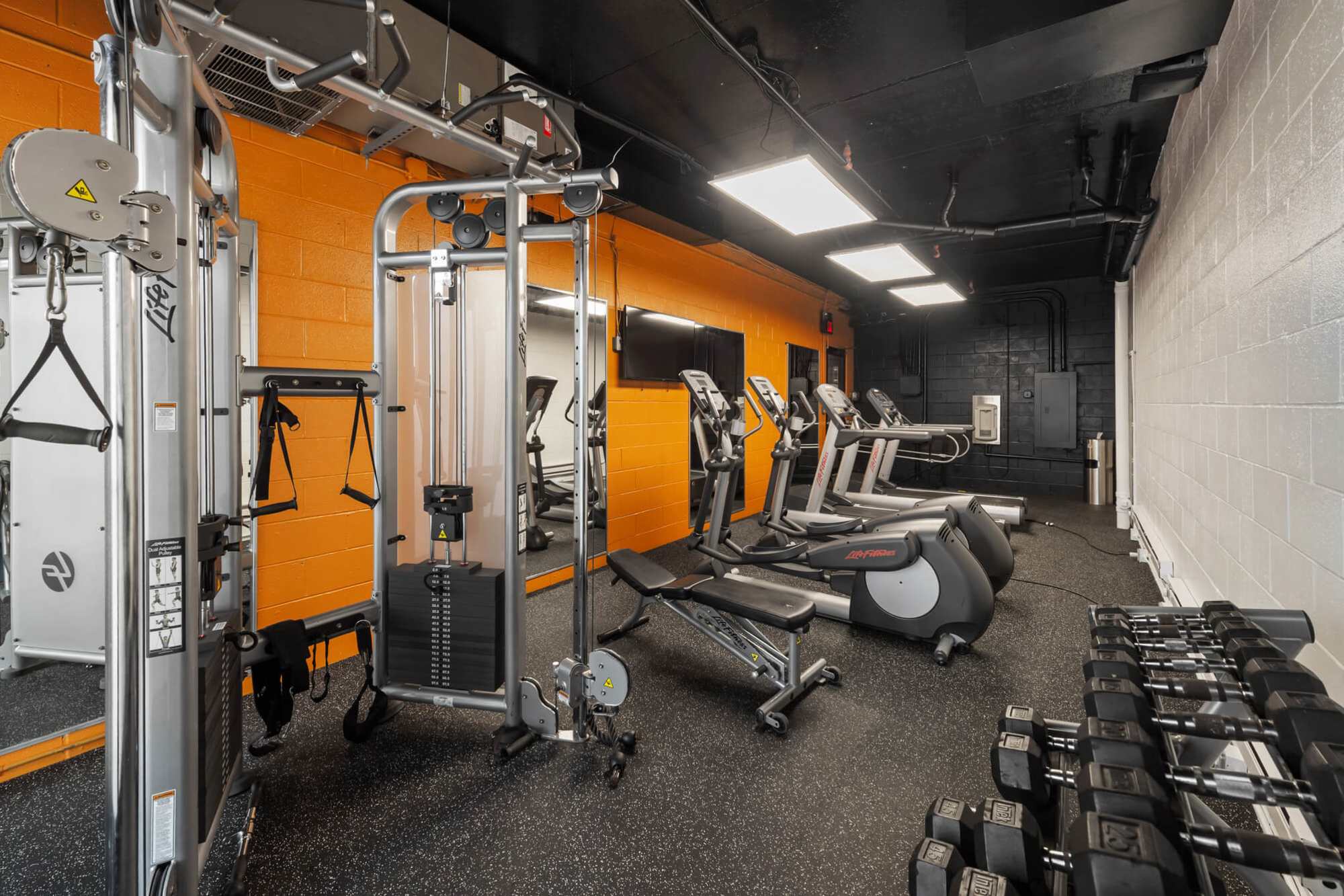 Fitness center at The Monroe in Morristown, New Jersey