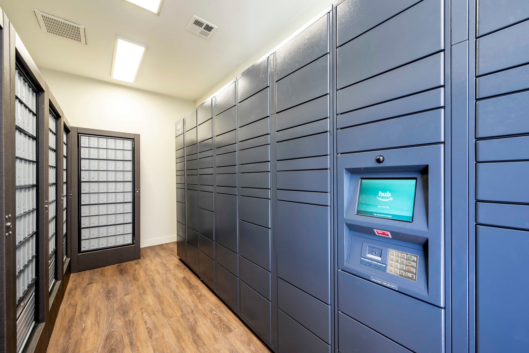 24-hour package lockers at Sierra Del Oro Apartments in Corona, California
