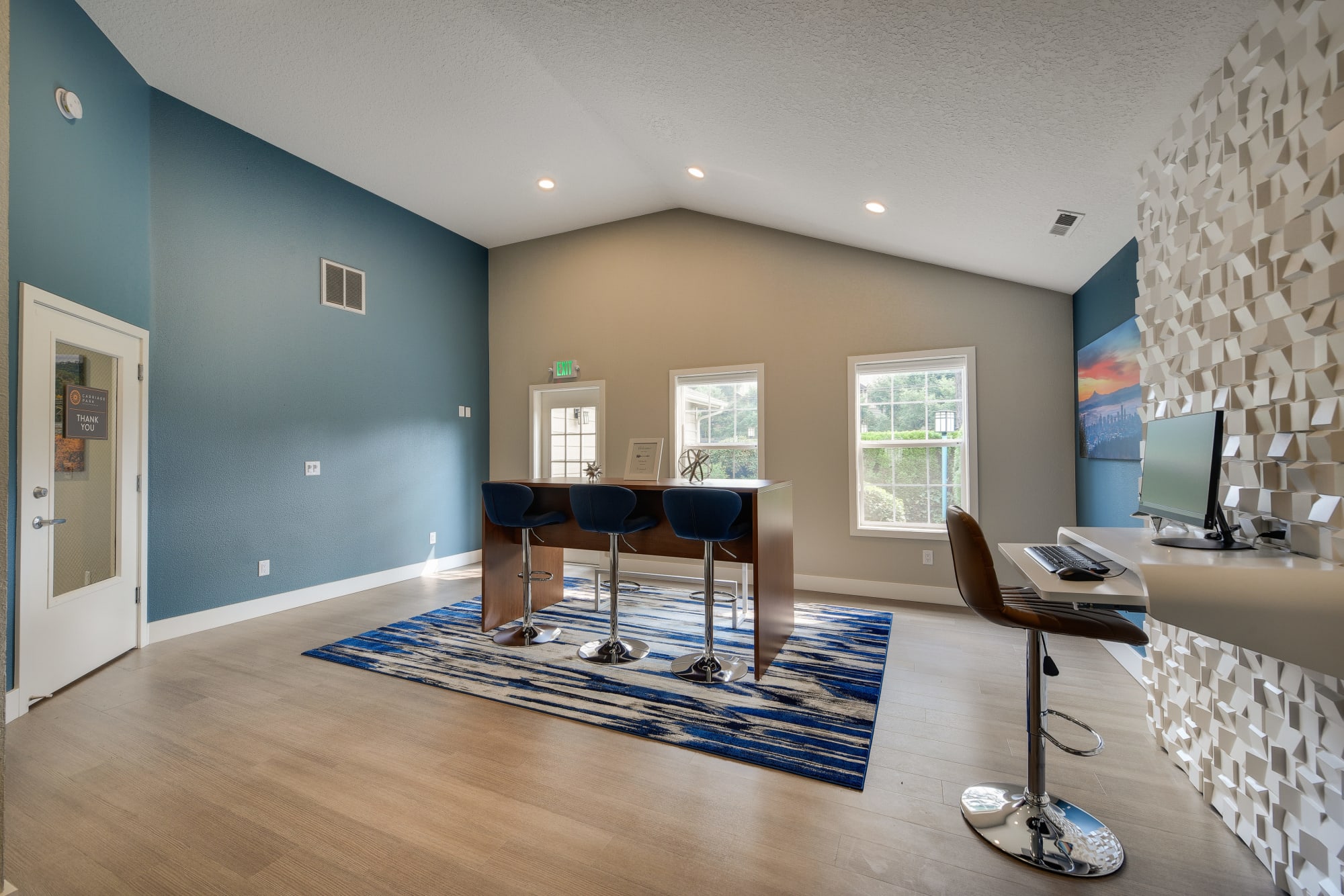 The business center at Carriage Park Apartments in Vancouver, Washington