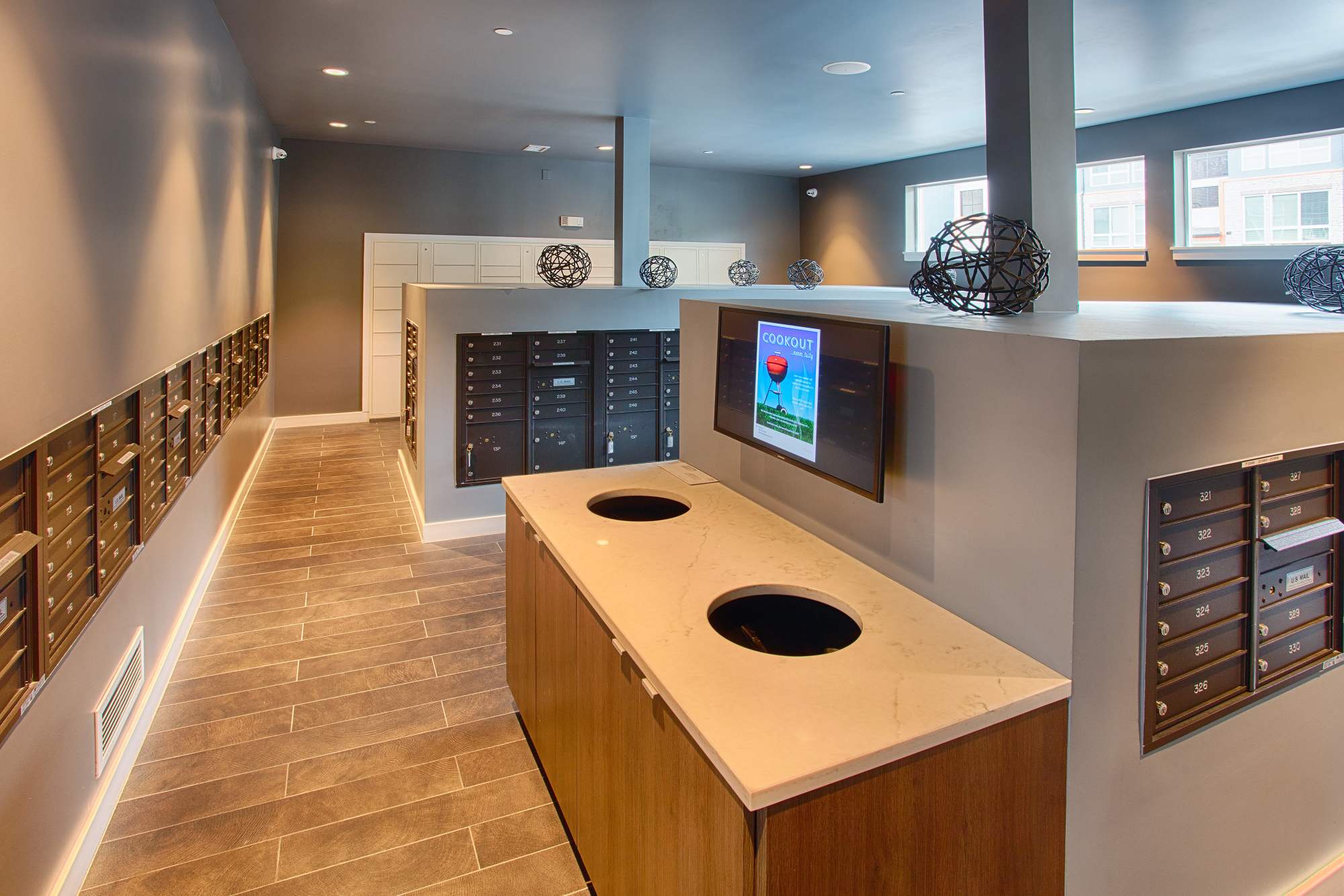 Mail room at Elevate in Englewood, Colorado