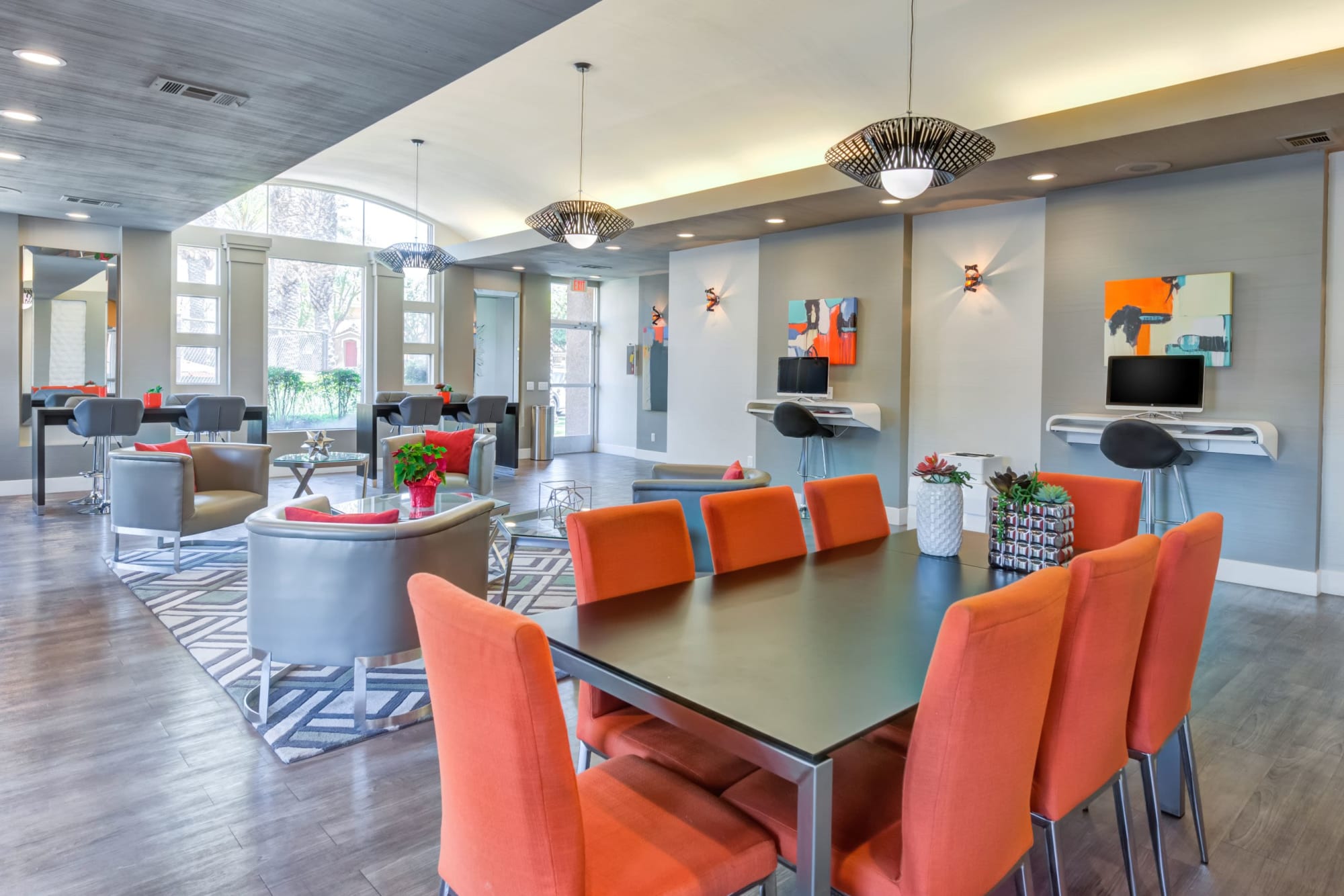Business lounge area at Tuscany Village Apartments in Ontario, California
